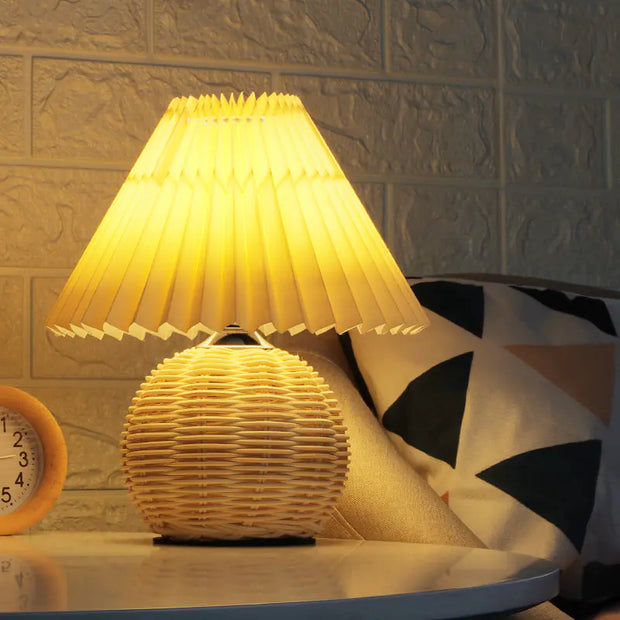 Nordic Pleated Table Lamp for Bedroom with LED Light