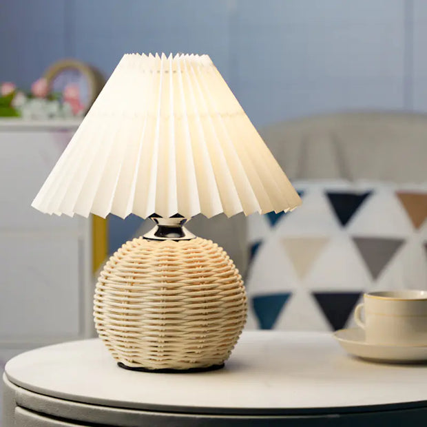 Nordic Pleated Table Lamp for Bedroom with LED Light