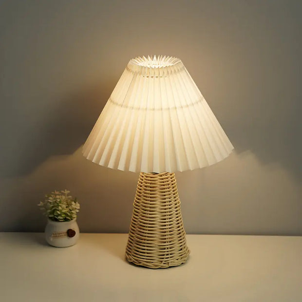 Nordic Pleated Table Lamp for Bedroom with LED Light